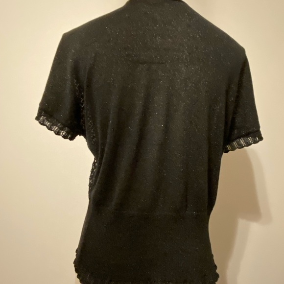 WHBM Black Open Front Mesh Sweater - Picture 3 of 4